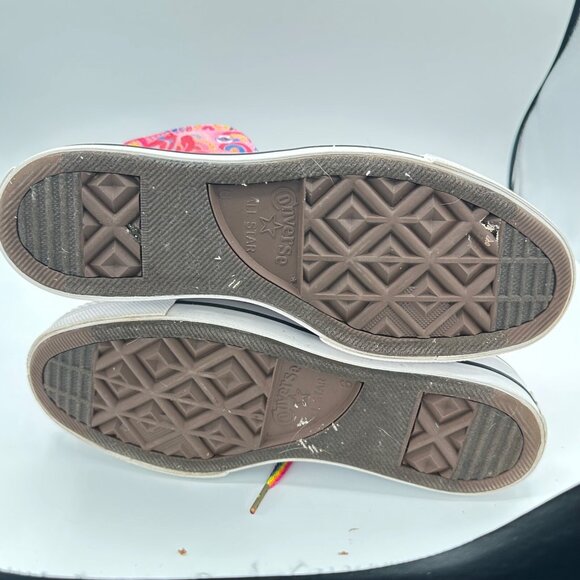 Converse All Star high tops women size 8 pink rainbow peace signs - Picture 7 of 7